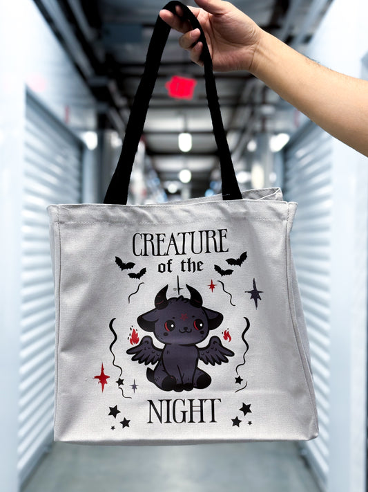 creature of the night tote bag