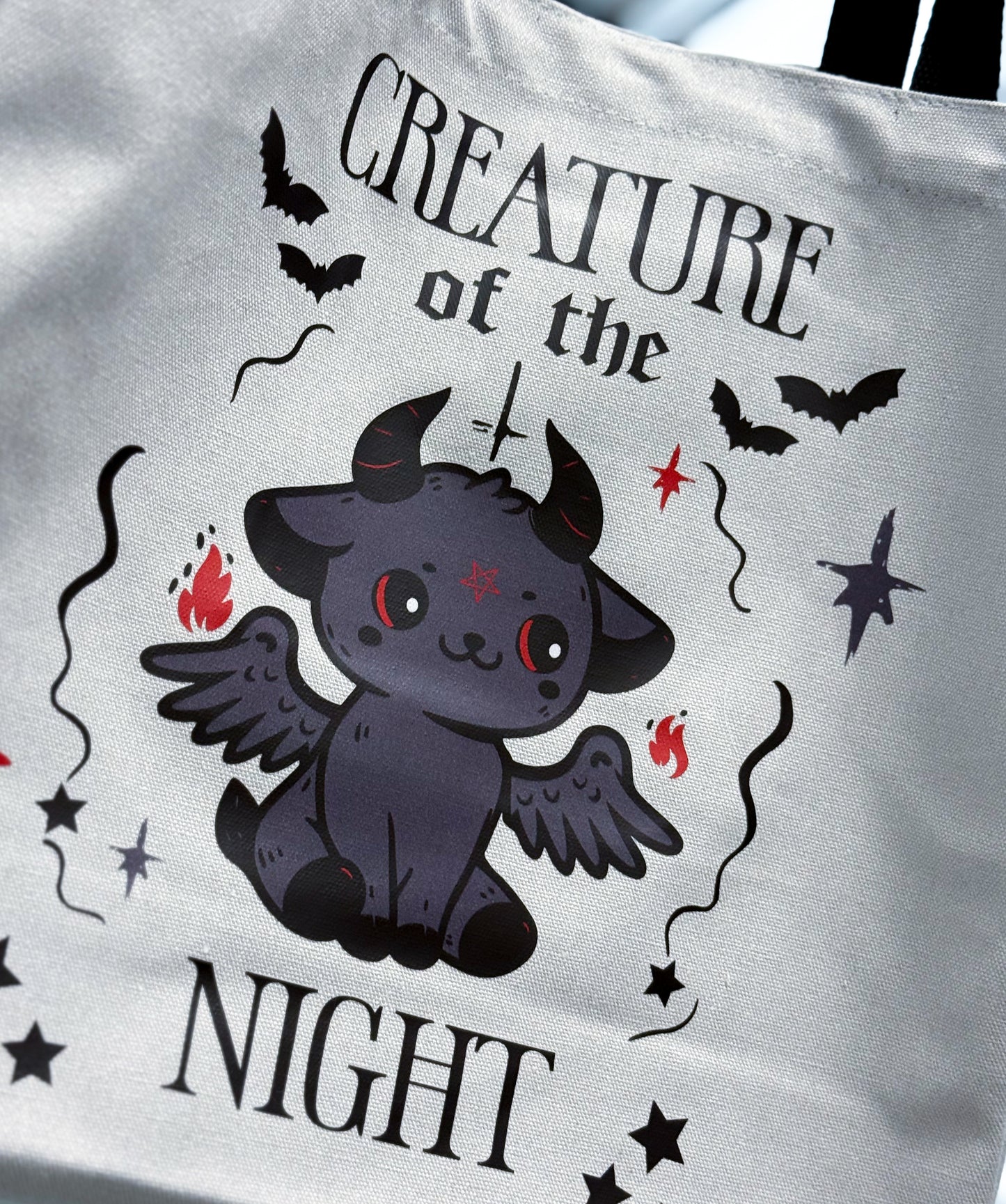 creature of the night tote bag