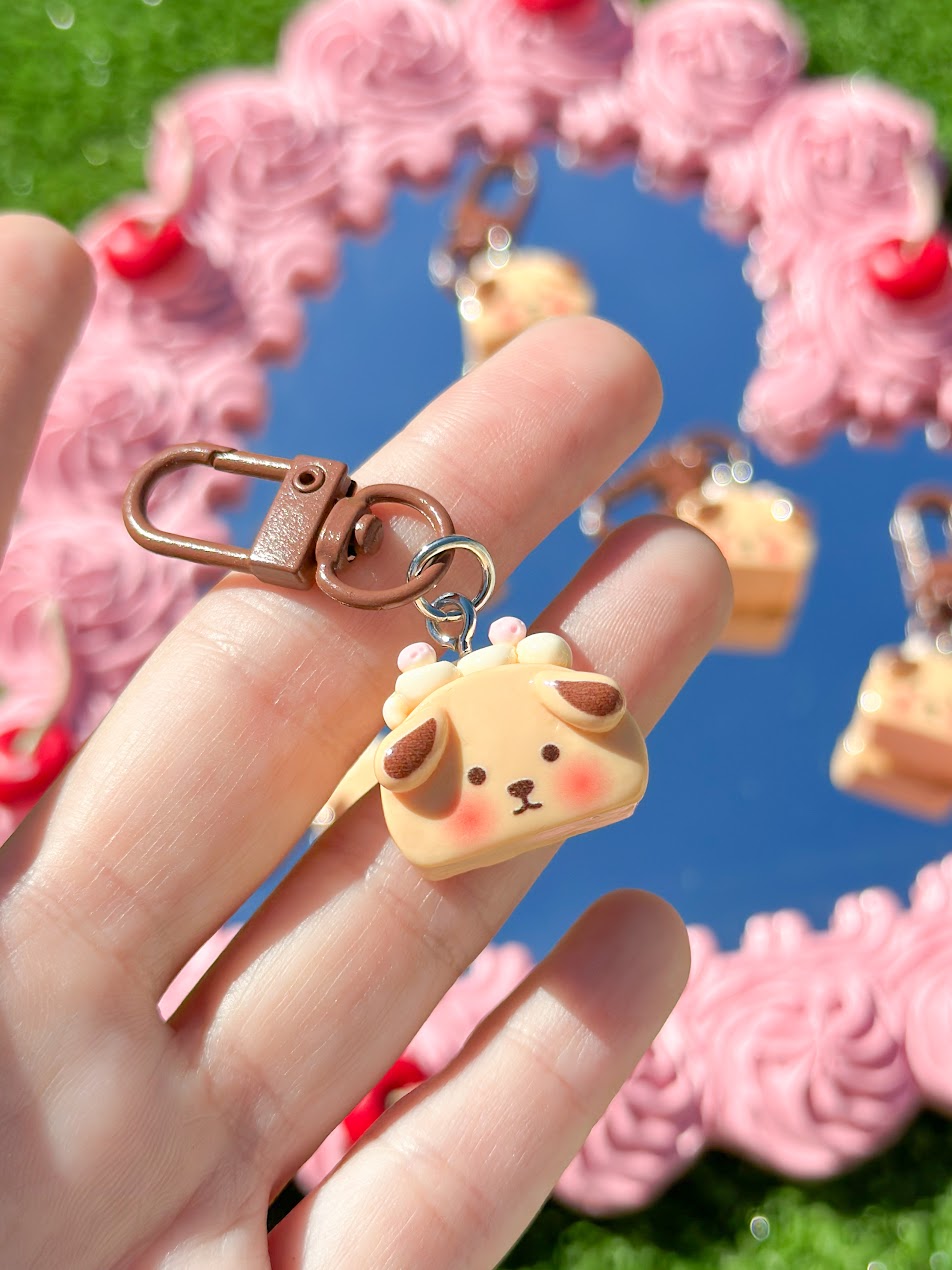 puppy cake keychain