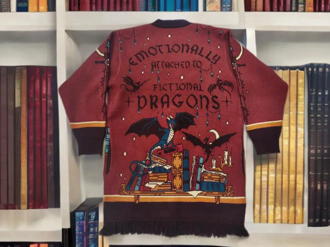 Book dragon cardigan
