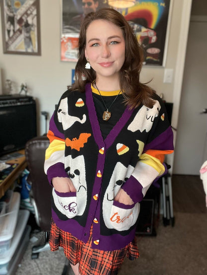 Phantom Cats of Salem cardigan Halloween cardigan Halloween sweater
