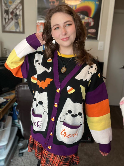 Phantom Cats of Salem cardigan Halloween cardigan Halloween sweater