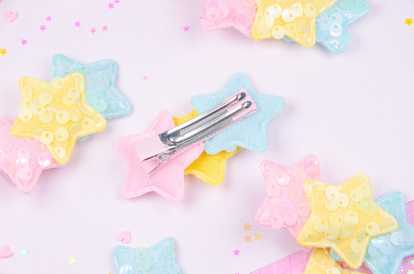 Pastel Rainbow star hair clip