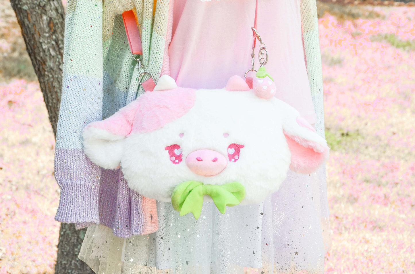 Ruby the Strawberry Cow, Kawaii bag, cute Stuffed Animal Plush, Women Plush Bag, Cute Purse For Her, lolita bag