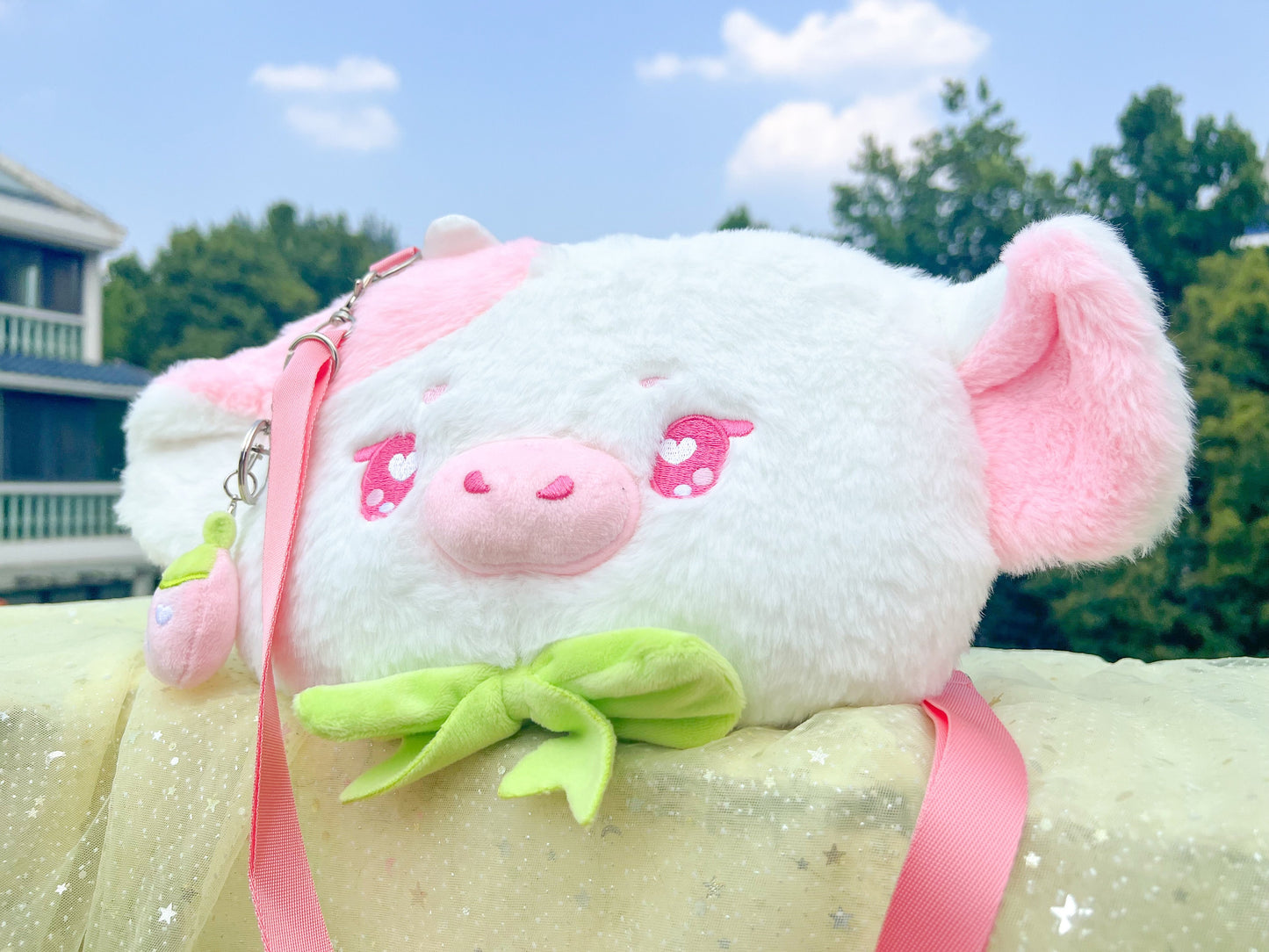 Ruby the Strawberry Cow, Kawaii bag, cute Stuffed Animal Plush, Women Plush Bag, Cute Purse For Her, lolita bag