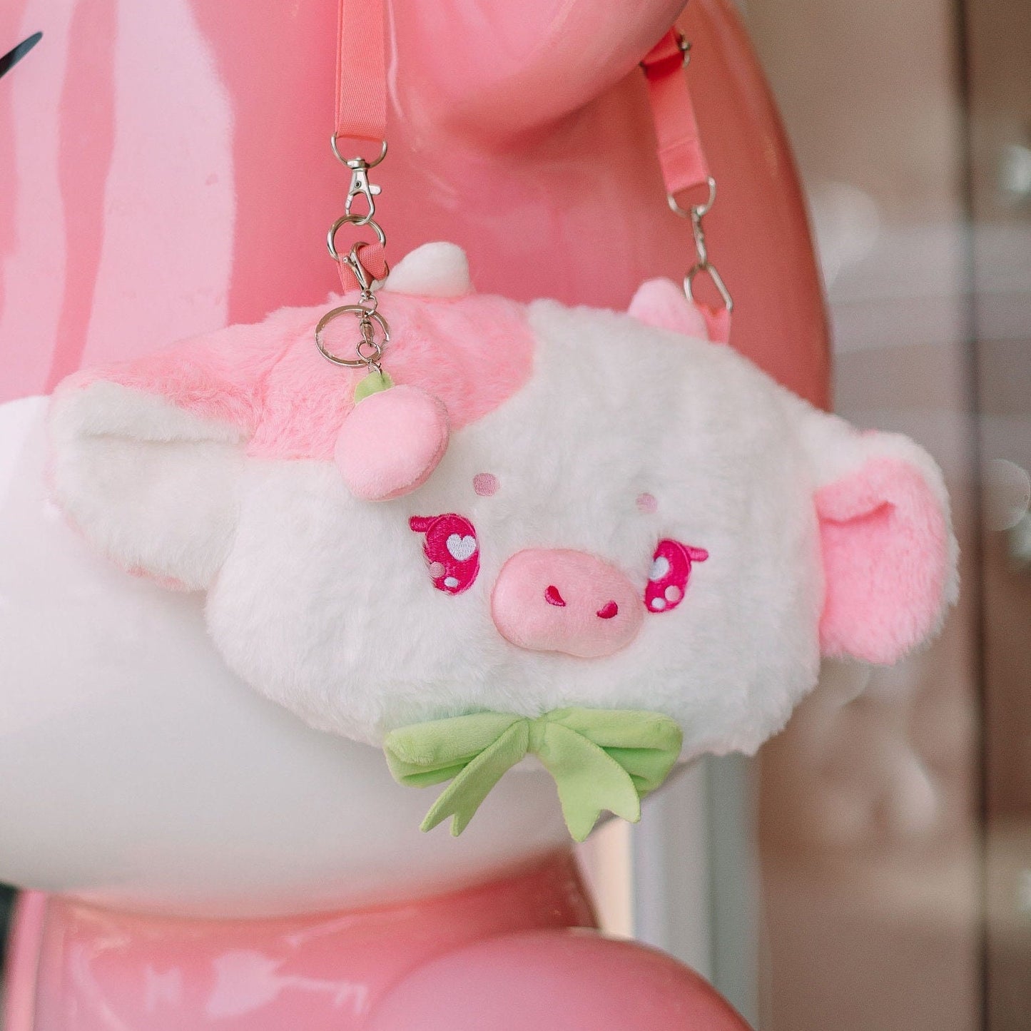 Ruby the Strawberry Cow, Kawaii bag, cute Stuffed Animal Plush, Women Plush Bag, Cute Purse For Her, lolita bag